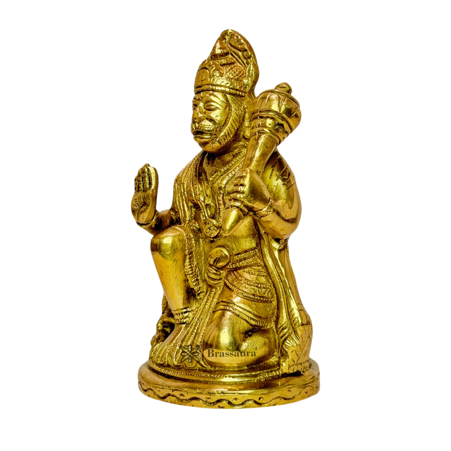 Brass Bajrangbali Bhagwan Sankat Mochan Murti for Home Office Entrance Decor 1 Kg Height 18 cm