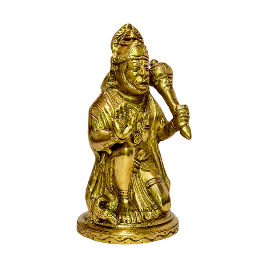 ब्रासौरम™ हस्तनिर्मित पीतल हनुमान मूर्ति - ऊंचाई 7.2 इंच और वजन 1 किलोग्राम
