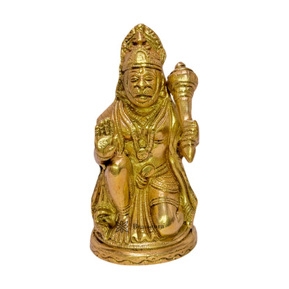 Brass Bajrangbali Bhagwan Sankat Mochan Murti for Home Office Entrance Decor 1 Kg Height 18 cm