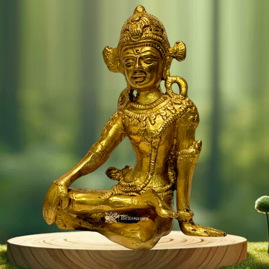 Brass Golden Indra Dev Murti for Home and Decor Height 17 cm Weight .88 Kg