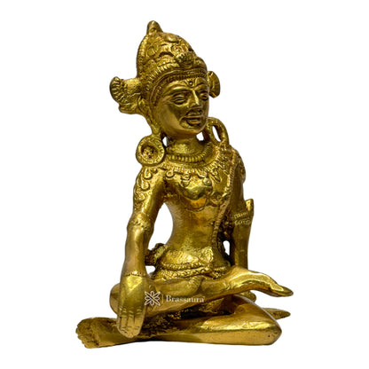 Brass Golden Indra Dev Murti for Home and Decor Height 17 cm Weight .88 Kg