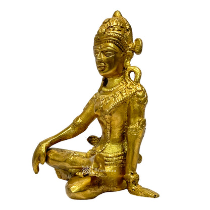 Brass Golden Indra Dev Murti for Home and Decor Height 17 cm Weight .88 Kg