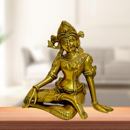 Brass Gold Unique Indra Dev Murti for Home and Decor Height 17 cm Weight .88 Kg