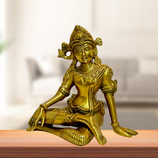 Brass Gold Unique Indra Dev Murti for Home and Decor Height 17 cm Weight .88 Kg