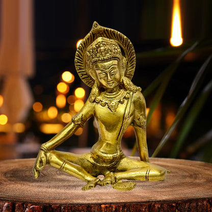 Brass Golden Indra Statue for Home and Decor Show Piece Weight 1.5 Kg Height 25 cm