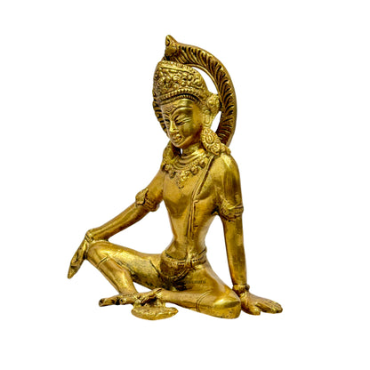 Brass Golden Indra Statue for Home and Decor Show Piece Weight 1.5 Kg Height 25 cm