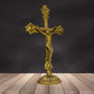 Brass Golden Holy Cross Jesus Christ Brass Idol for Home and Decor Weight 900 Gram Height 29 cm