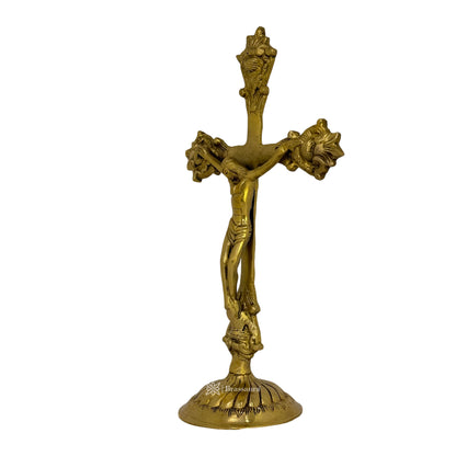 Brass Golden Holy Cross Jesus Christ Brass Idol for Home and Decor Weight 900 Gram Height 29 cm