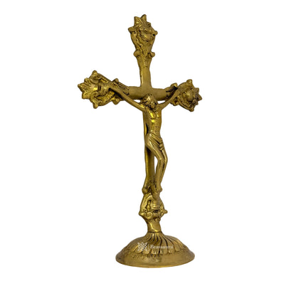 Brass Golden Holy Cross Jesus Christ Brass Idol for Home and Decor Weight 900 Gram Height 29 cm