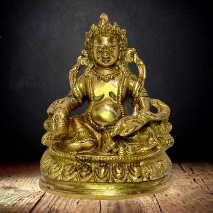 Brass Golden Kubera God of Wealth-Kuber God Statue for Home Decor Weight 1.2 Kg Height 14 cm