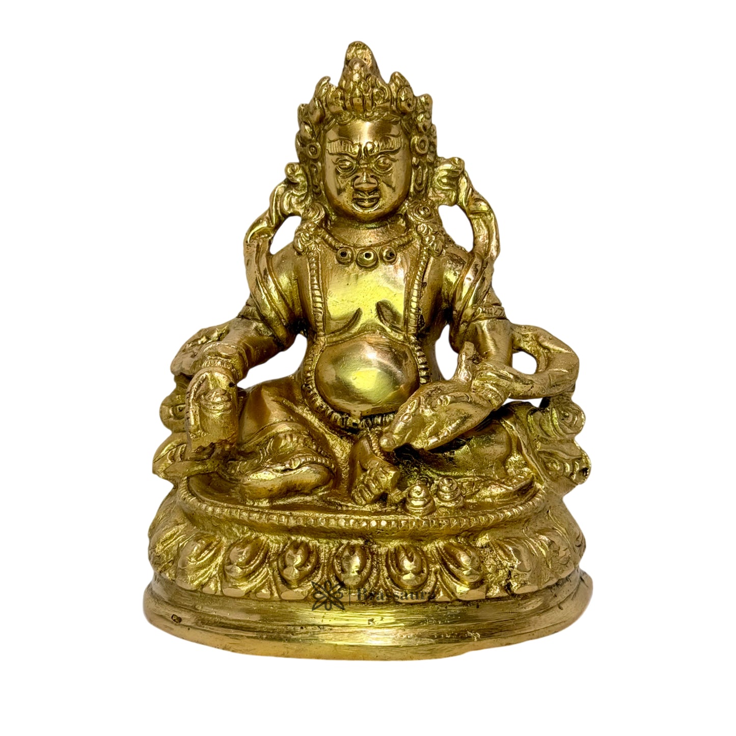 Brass Golden Kubera God of Wealth-Kuber God Statue for Home Decor Weight 1.2 Kg Height 14 cm