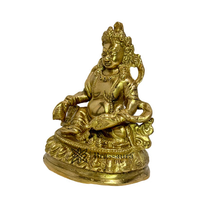 Brass Golden Kubera God of Wealth-Kuber God Statue for Home Decor Weight 1.2 Kg Height 14 cm