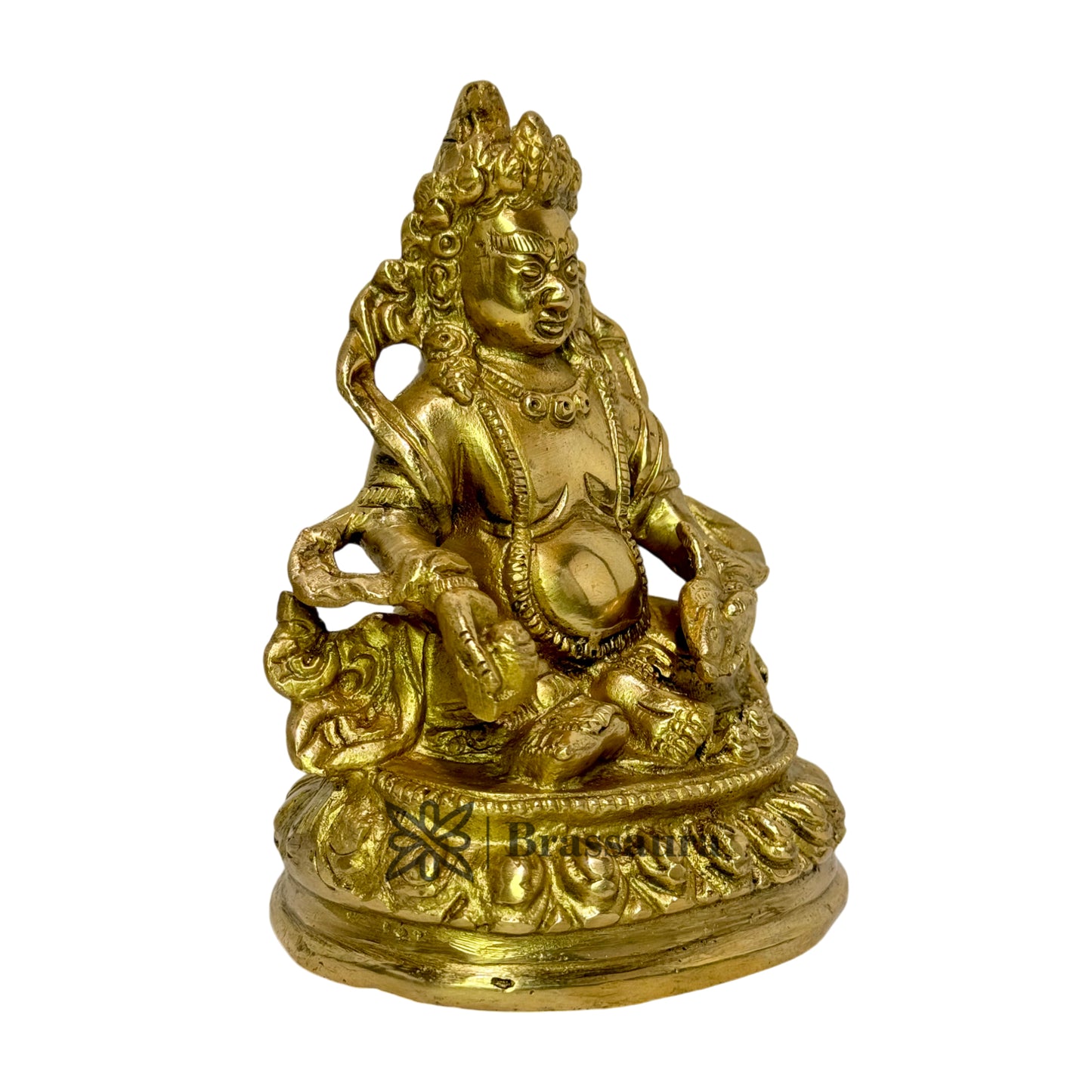 Brass Golden Kubera God of Wealth-Kuber God Statue for Home Decor Weight 1.2 Kg Height 14 cm