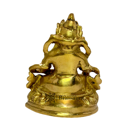 Brass Golden Kubera God of Wealth-Kuber God Statue for Home Decor Weight 1.2 Kg Height 14 cm