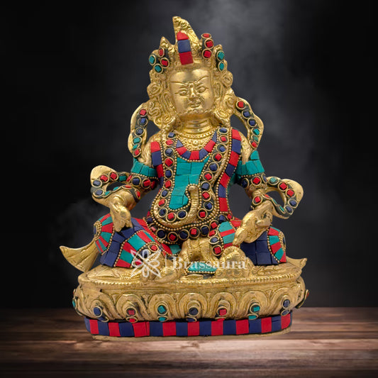 Brass Gem Stone Work Kuber Weight 4.3 Kg & Height 12 Inch