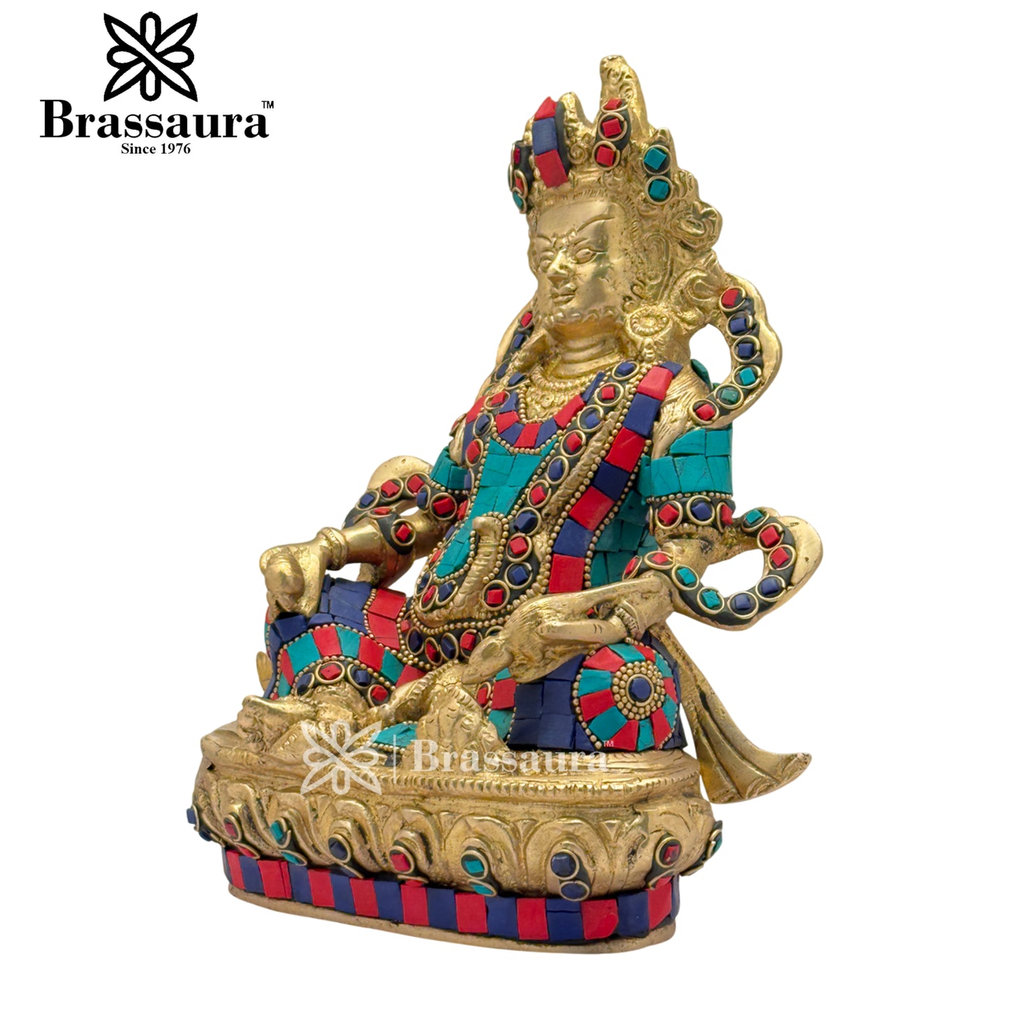 Brass Gem Stone Work Kuber Weight 4.3 Kg & Height 12 Inch