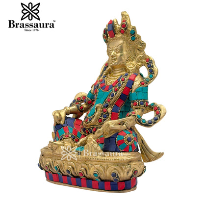 Brass Gem Stone Work Kuber Weight 4.3 Kg & Height 12 Inch