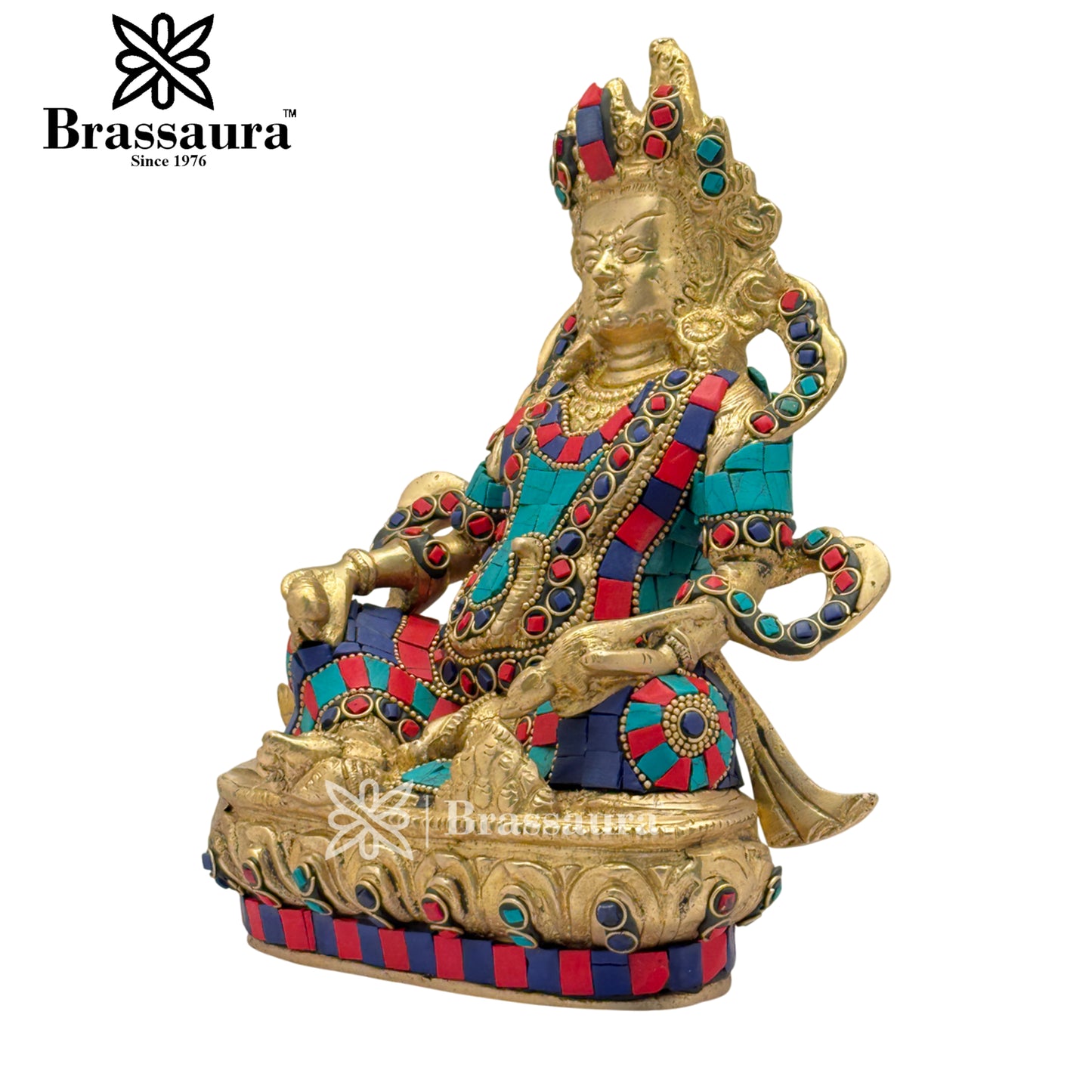 Brass Gem Stone Work Kuber Weight 4.3 Kg & Height 12 Inch