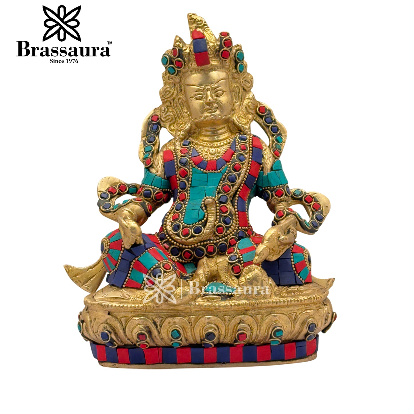 Brass Gem Stone Work Kuber Weight 4.3 Kg & Height 12 Inch
