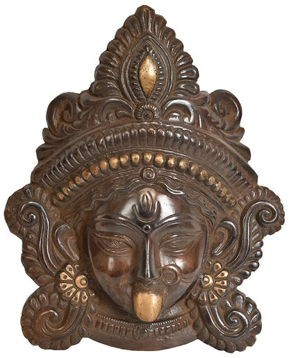 ब्रासुर™ ब्रास दुर्गा माता फेस मूर्ति दीवार पर टांगने और घर की सजावट के लिए, ऊंचाई 5.2 इंच और वज़न 2.1 किलोग्राम