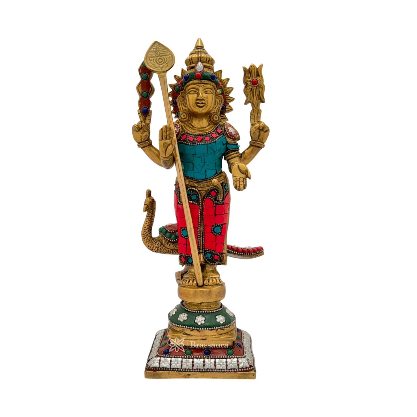 Brass Gem Stone Work Kartik Murti for Home and Decor Show Piece for Living Room Height 29 cm Weight 2.62 Kg