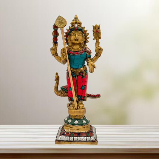 Brass Gem Stone Work Kartik Murti for Home and Decor Show Piece for Living Room Height 29 cm Weight 2.62 Kg