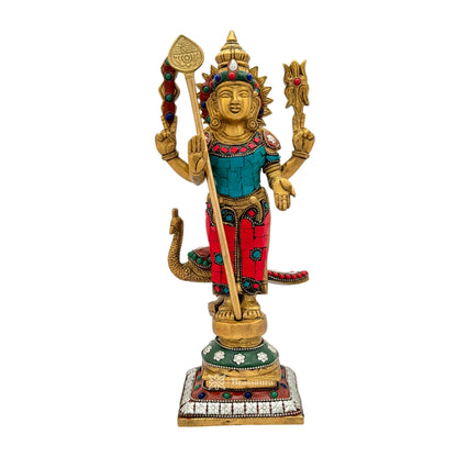 Brass Gem Stone Work Kartik Murti for Home and Decor Show Piece for Living Room Height 29 cm Weight 2.62 Kg