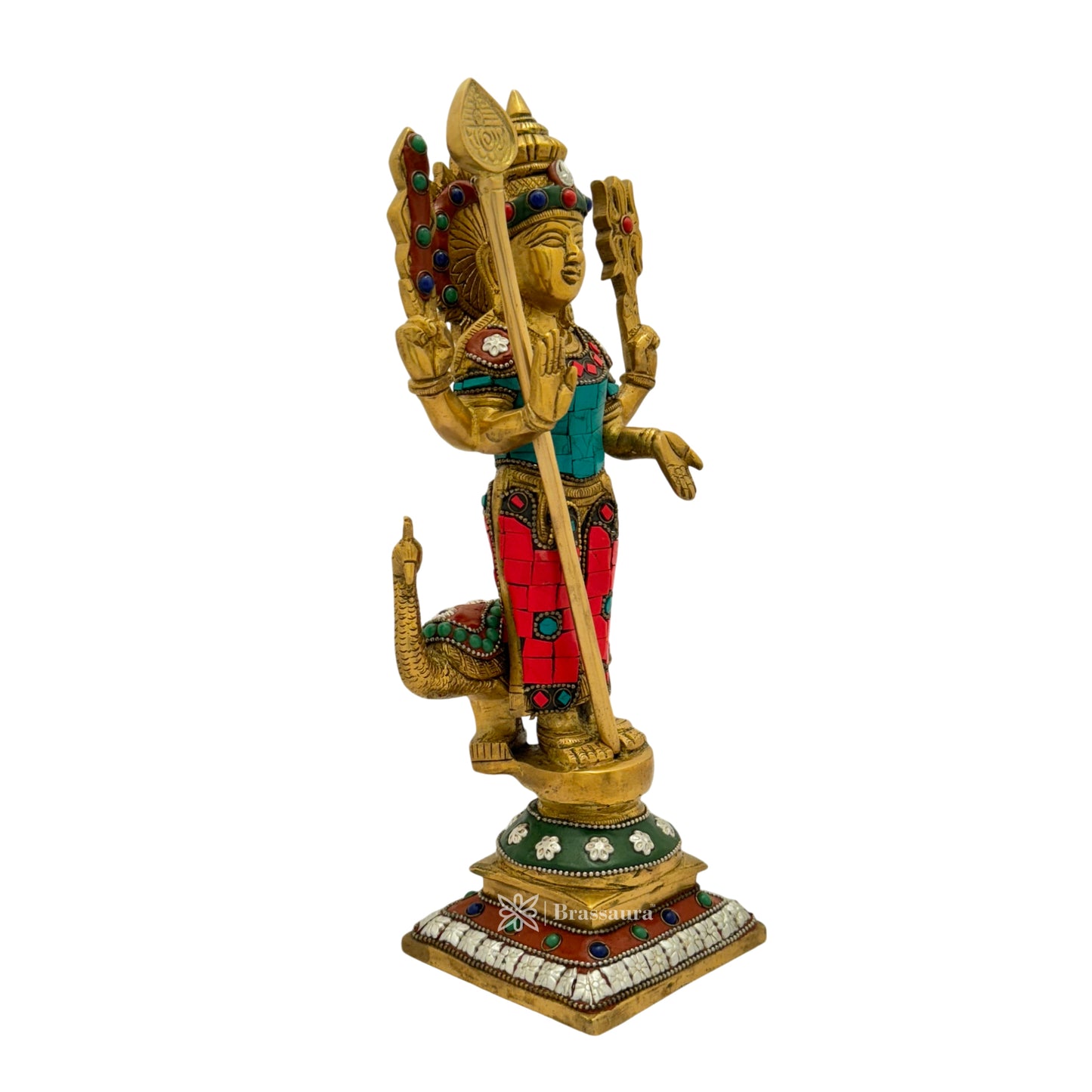 Brass Gem Stone Work Kartik Murti for Home and Decor Show Piece for Living Room Height 29 cm Weight 2.62 Kg