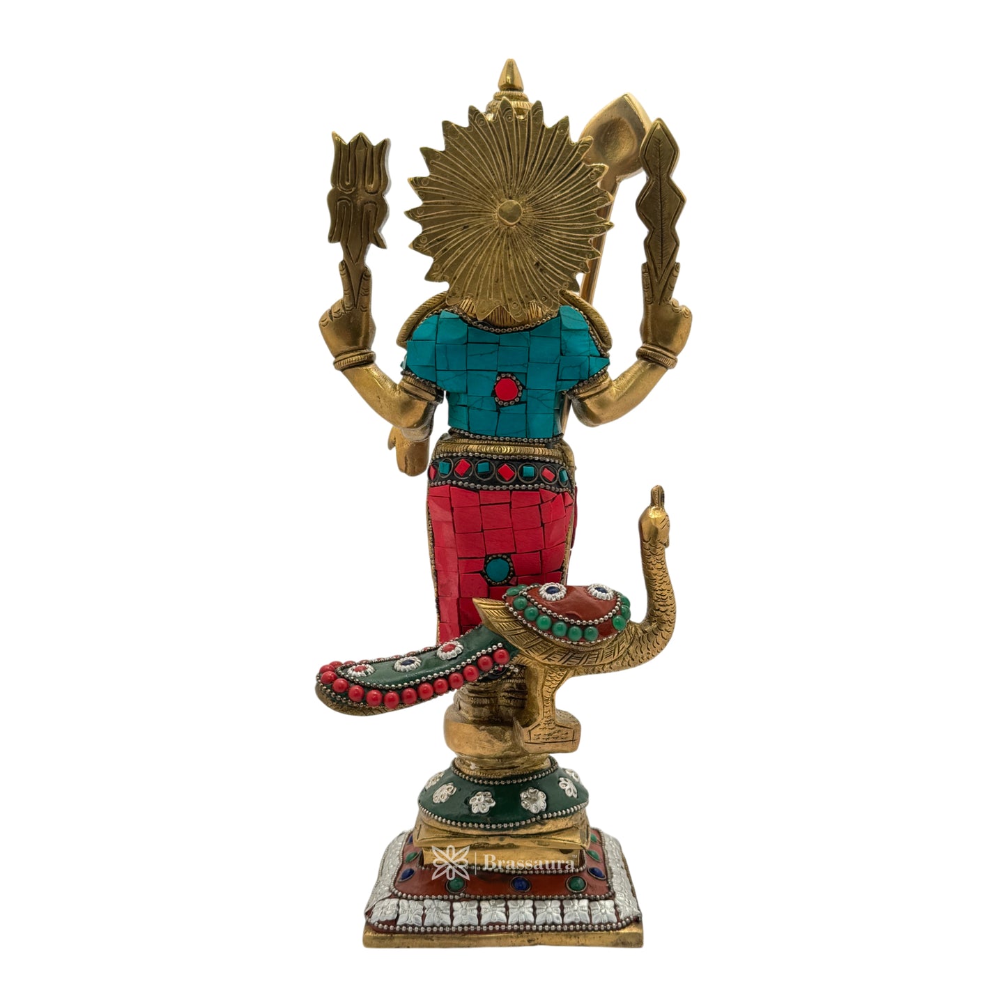 Brass Gem Stone Work Kartik Murti for Home and Decor Show Piece for Living Room Height 29 cm Weight 2.62 Kg