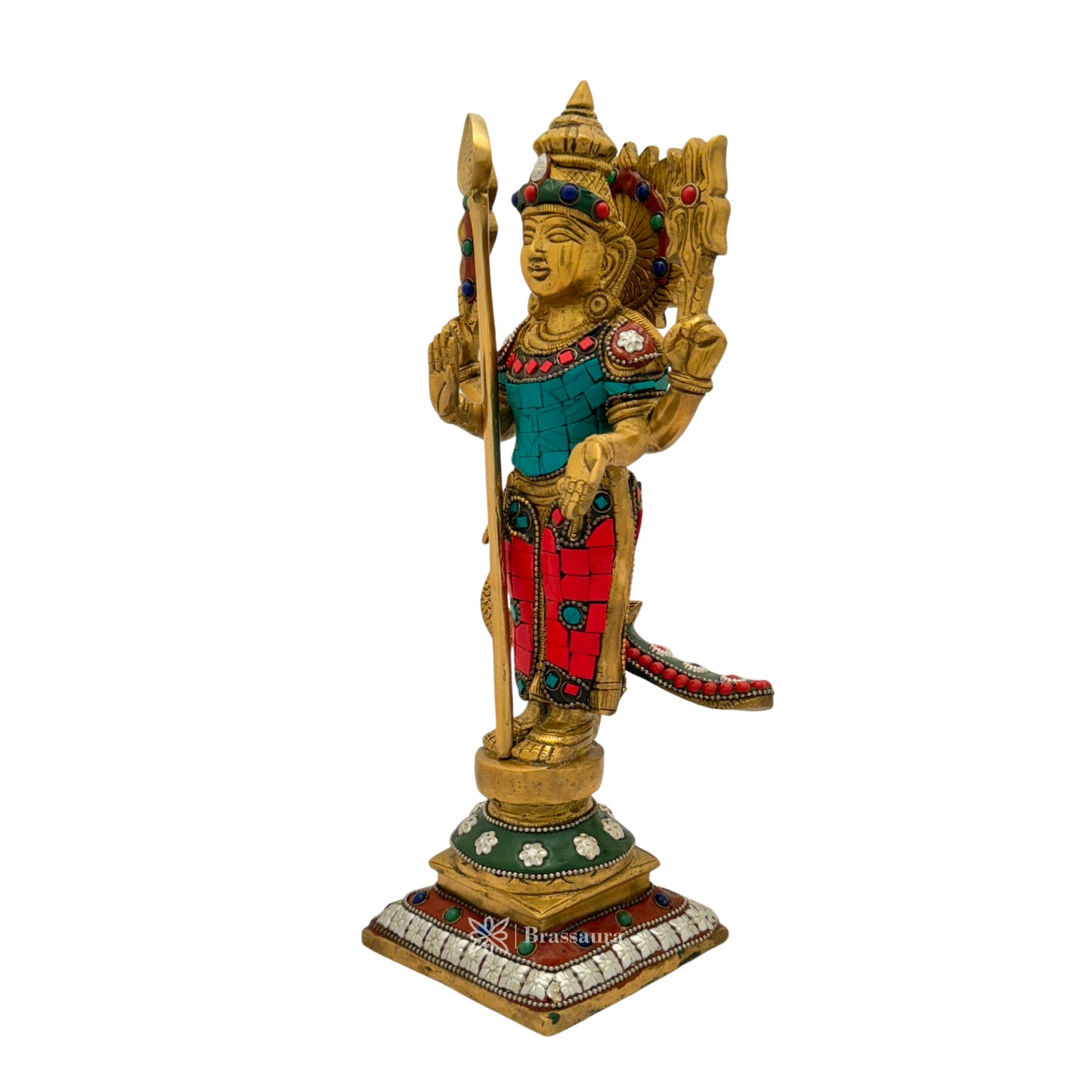 Brass Gem Stone Work Kartik Murti for Home and Decor Show Piece for Living Room Height 29 cm Weight 2.62 Kg