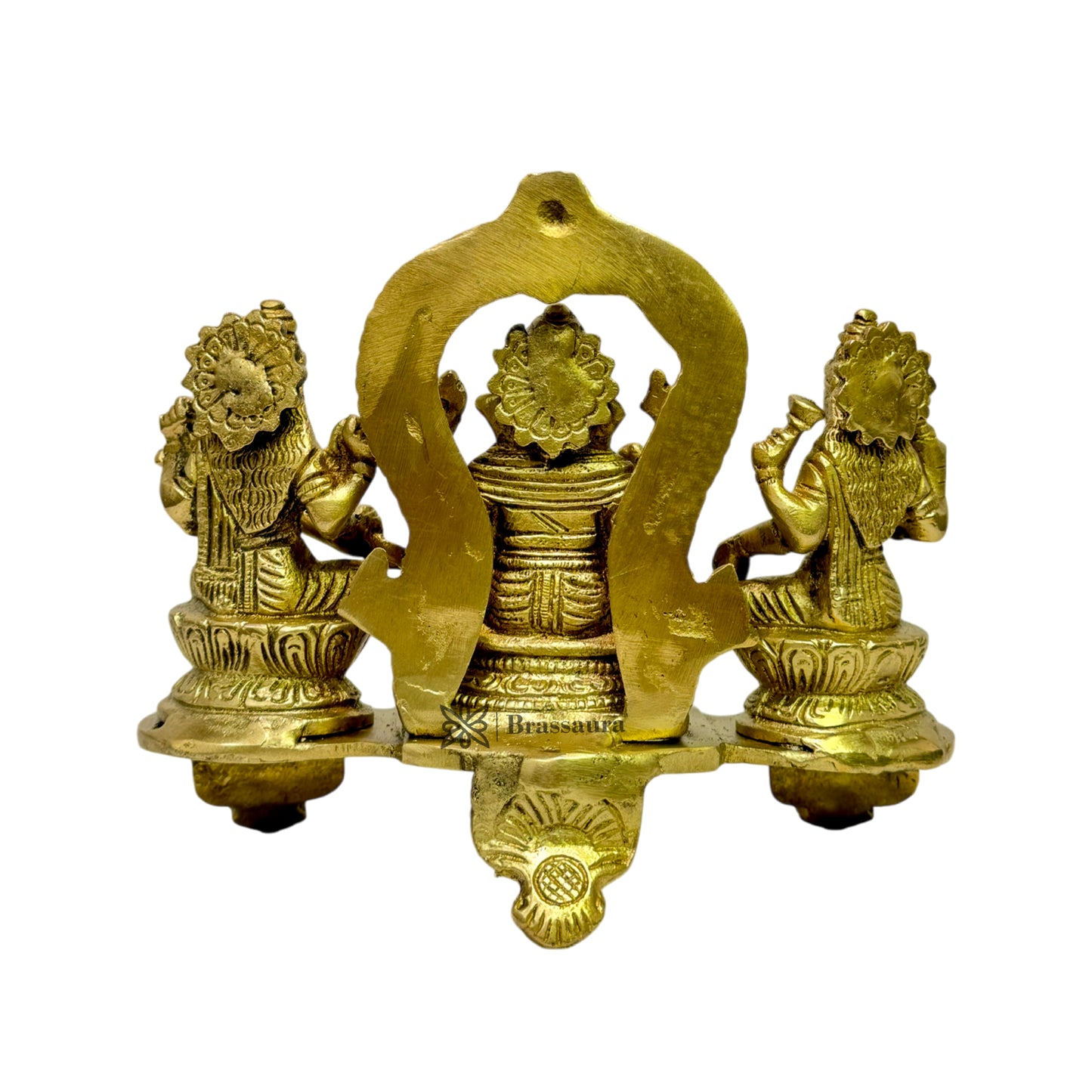 Brass Laxmi Ganesha Saraswati Murti for Home and Decor Show Piece for Living Room Height 25 cm Weight 1.35 Kg