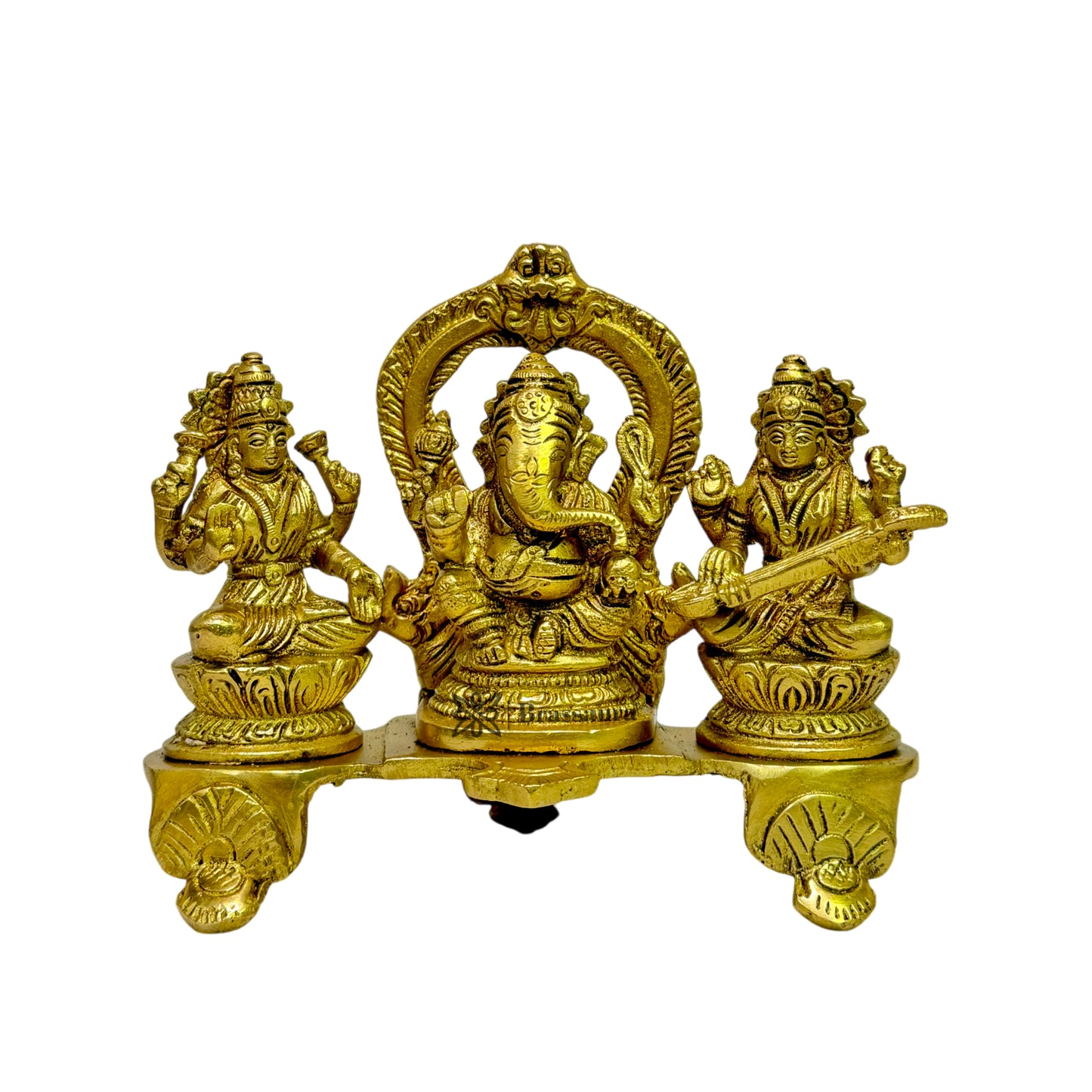 Brass Laxmi Ganesha Saraswati Murti for Home and Decor Show Piece for Living Room Height 25 cm Weight 1.35 Kg