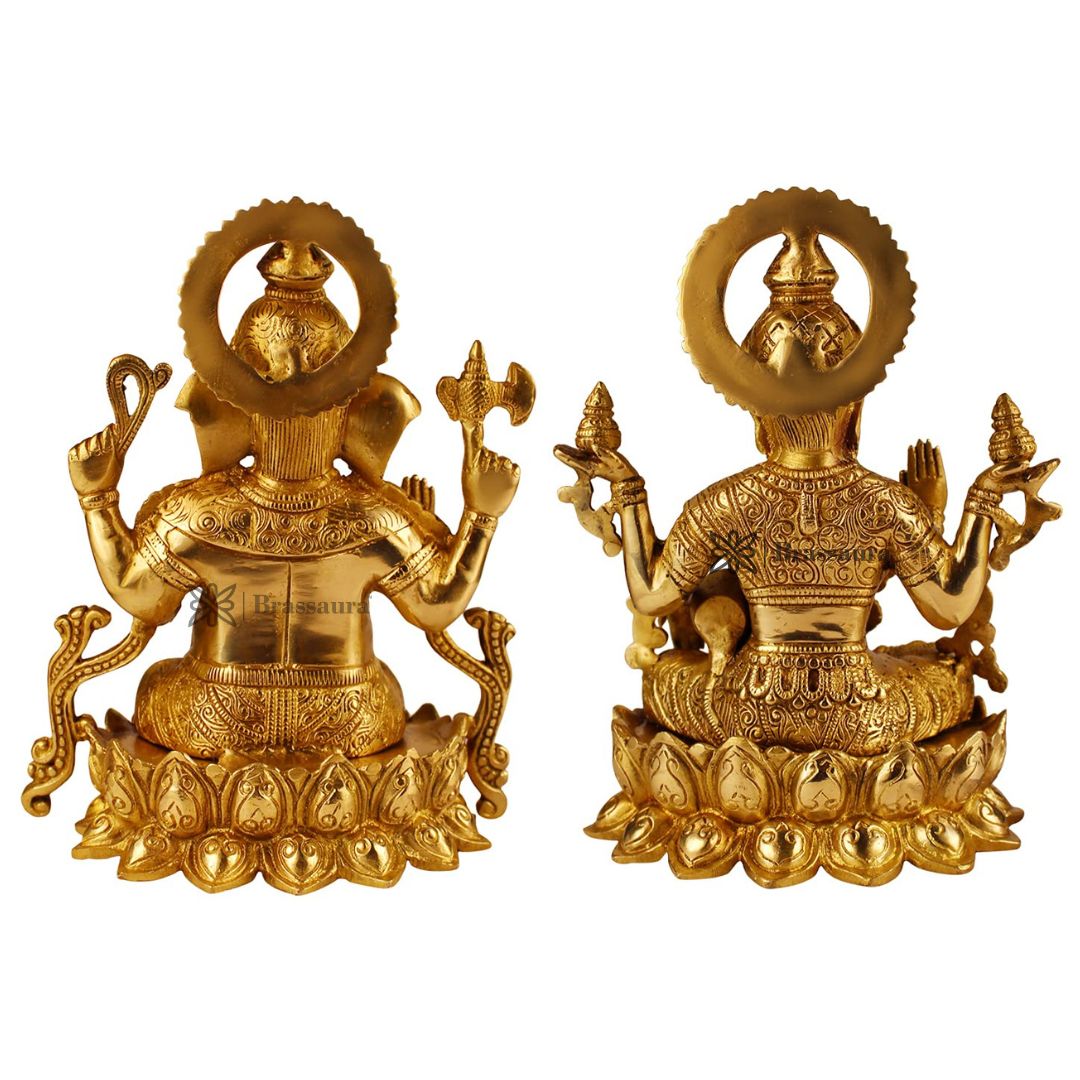 Brassaura™ Brass Laxmi Ganesha Statue – Height 10.8 Inches & Weight 8.7 Kgs | Hindu God Murti