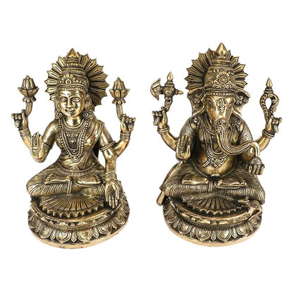 Brass Laxmi Ganesha Murti for Home and Decor Show Piece for Living Room Height 10 cm Weight 12 Kg