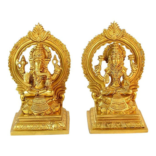 Brass Laxmi Ganesha Murti for Home and Decor Show Piece for Living Room Height 20 cm Weight 3.3 Kg