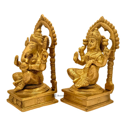 Brass Laxmi Ganesha Murti for Home and Decor Show Piece for Living Room Height 23 cm Weight 5.9 Kg