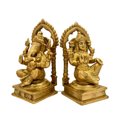 Brass Laxmi Ganesha Murti for Home and Decor Show Piece for Living Room Height 23 cm Weight 5.9 Kg