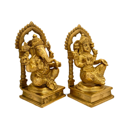 Brass Laxmi Ganesha Murti for Home and Decor Show Piece for Living Room Height 23 cm Weight 5.9 Kg