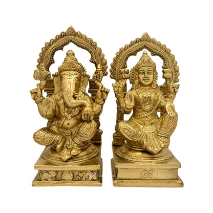 Brass Laxmi Ganesha Murti for Home and Decor Show Piece for Living Room Height 23 cm Weight 5.9 Kg