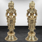 Brass Deep Laxmi Pair Meenakshi Devi Figurine Pair Holding Oil Diya for Pooja Height 25 cm Weight 3 Kg