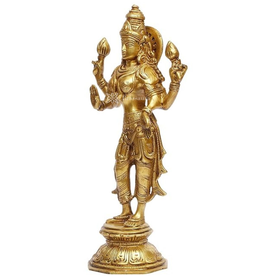 Brass Laxmi Mata Murti for Home and Decor Show Piece for Living Room Height 28 cm Weight 1.7 Kg