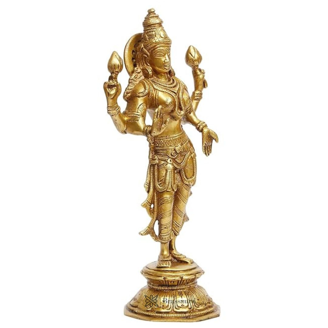 Brass Laxmi Mata Murti for Home and Decor Show Piece for Living Room Height 28 cm Weight 1.7 Kg