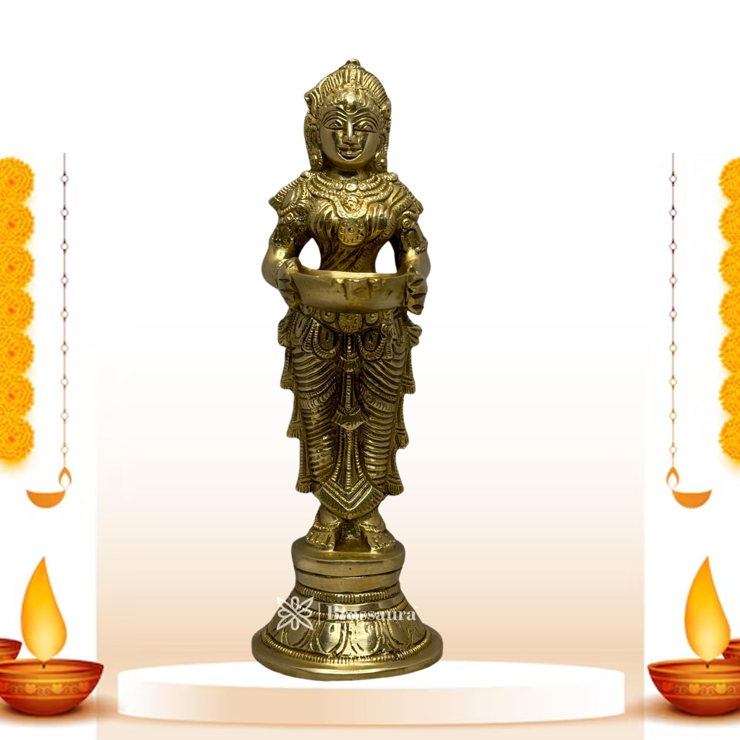 Brass Golden Laxmi MATA Murti for Home and Decor Show Piece for Living Room Height 28 cm Weight 1.7 Kg