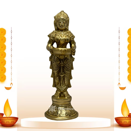 Brass Golden Laxmi MATA Murti for Home and Decor Show Piece for Living Room Height 28 cm Weight 1.7 Kg