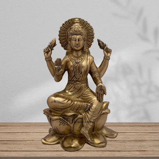 Brass Golden Laxmi MATA Murti for Home and Decor Show Piece for Living Room Height 13 cm Weight 3.6 Kg