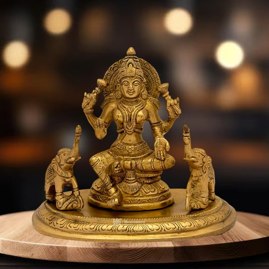 Brass Laxmi Murti for Home and Decor Show Piece for Living Room Height 15 cm Weight 1.63 Kg