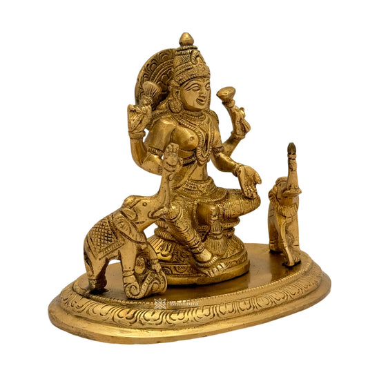Brassaura™ Handcrafted Brass Laxmi Idol – Height 6 Inches & Weight 1.63 Kgs | Devotional Statue