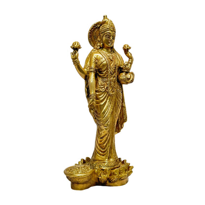 Brass Dhan Laxmi Devi Murti for Home and Decor Show Piece for Living Room Height 25 cm Weight 2.1 Kg