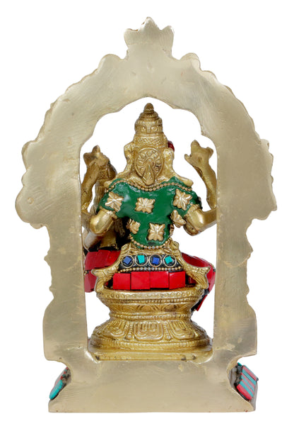 Brass Gem Stone Work Narasimha Murti for Home and Decor Height 25 cm and Weight 1.92 Kg