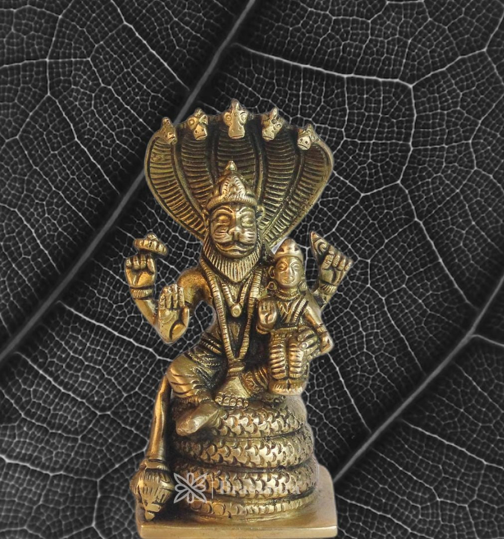 Brass Narasimha Murti for Home and Decor Pooja Room and Temple Height 15 cm and Weight .95 Kg